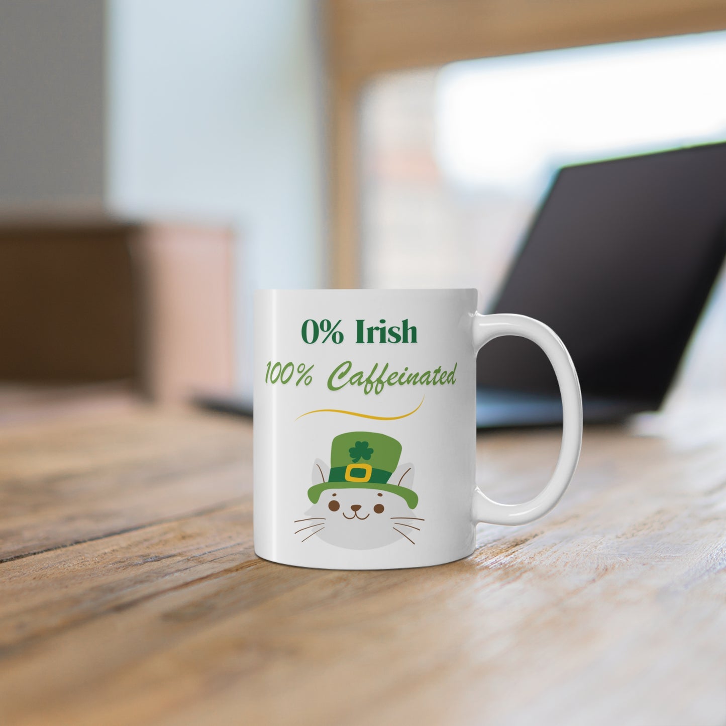 funny cat mug for irish holiday caffeine lover