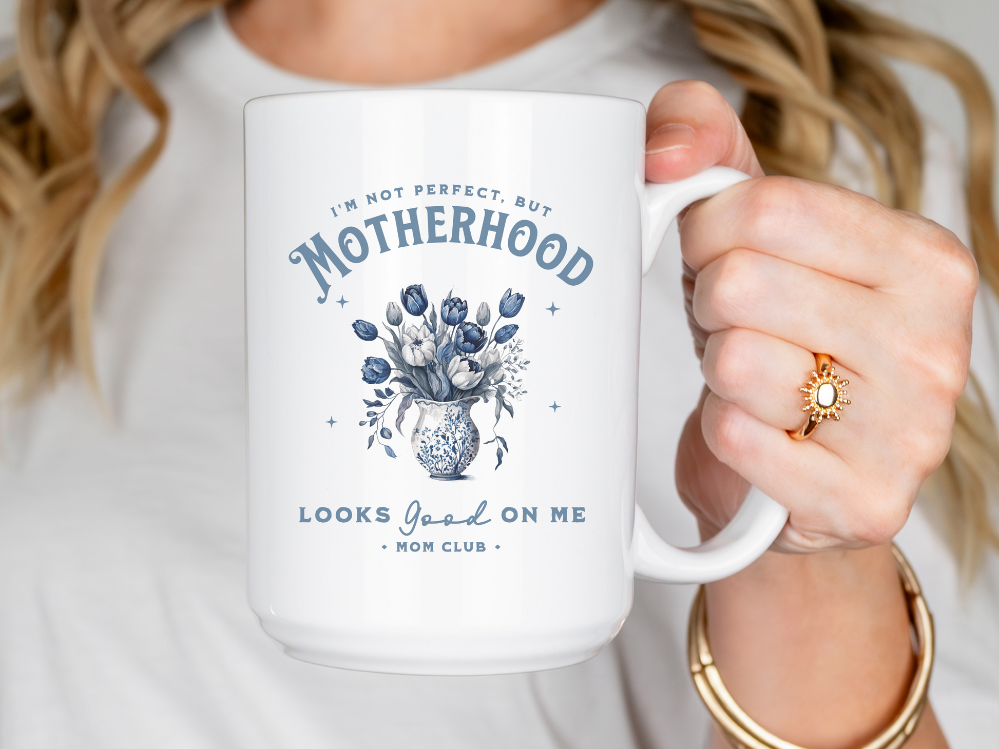 Chinoiserie cup, chinoiserie mug for moms, inspirational coffee mug, gift for moms, gift for new moms, gift for boy moms, boy mom mug, boy mom coffee cup. Sip your favorite coffee or tea in style with this elegant 15 oz ceramic mug, featuring a stunning Chinoiserie-inspired blue and white floral design. Perfect for adding a touch of timeless charm to your morning routine, this beautifully crafted mug also includes an uplifting inspirational quote, making it a thoughtful and meaningful gift.