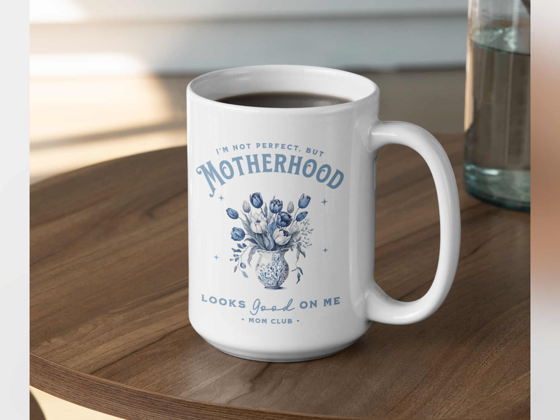 Mama mug, Inspirational coffee mug, boy mom mug, boy mom gift, Chinoiserie-Inspired 15  oz Ceramic Coffee Mug – Blue & White Floral with Inspirational Quote. Sip your favorite coffee or tea in style with this elegant 15 oz ceramic mug, featuring a stunning Chinoiserie-inspired blue and white floral design. Perfect for adding a touch of timeless charm to your morning routine, this beautifully crafted mug also includes an uplifting inspirational quote, making it a thoughtful and meaningful gift.