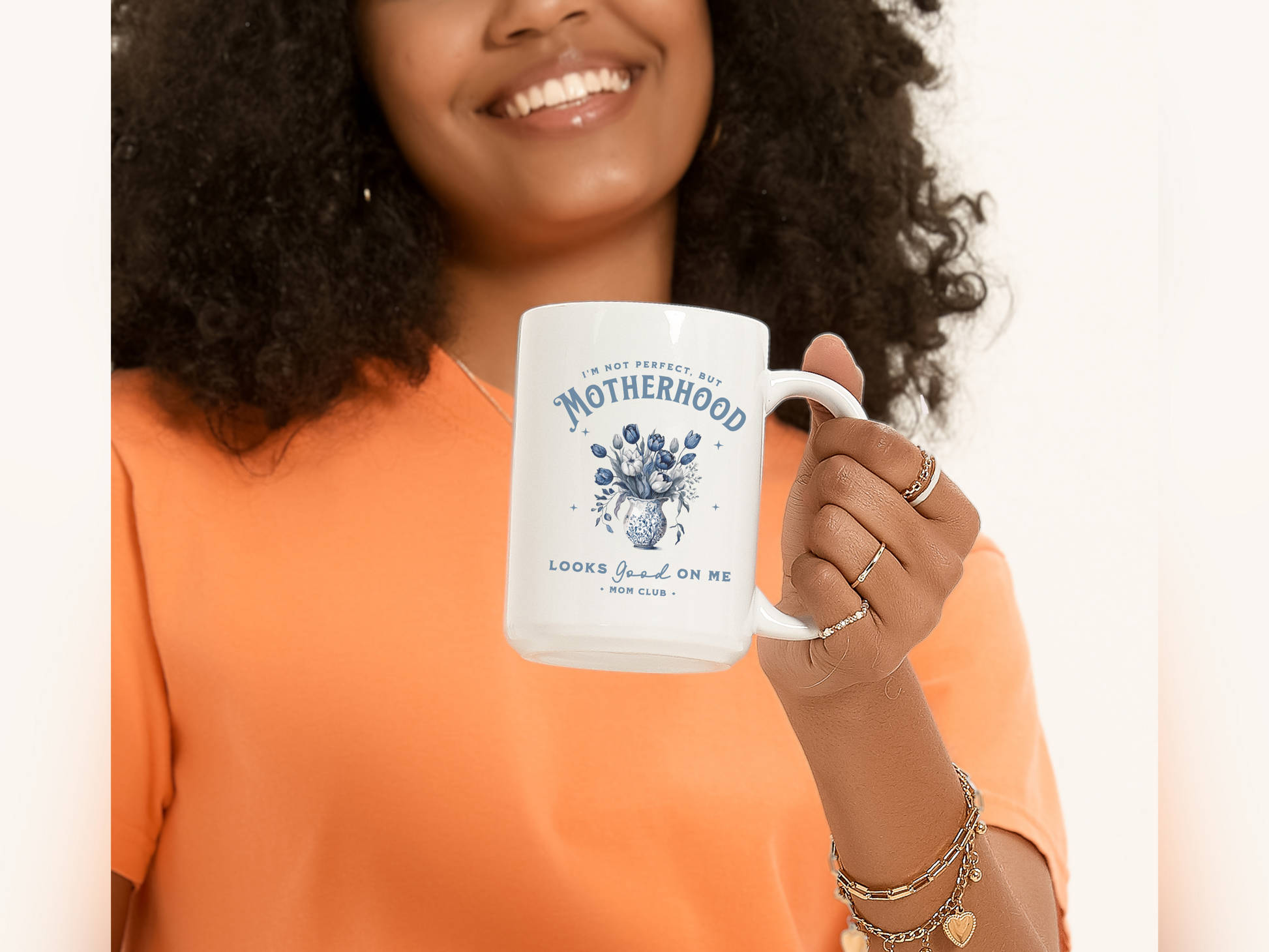 toile mug, toile de jouy coffee mug, Boy mom mug, Glam mom, trendy mom coffee cup, new mom gift, new mom mug, gift for new moms, gift for Mother's Day. Sip your favorite coffee or tea in style with this elegant 15 oz ceramic mug, featuring a stunning Chinoiserie-inspired blue and white floral design. Perfect for adding a touch of timeless charm to your morning routine, this beautifully crafted mug also includes an uplifting inspirational quote, making it a thoughtful and meaningful gift.