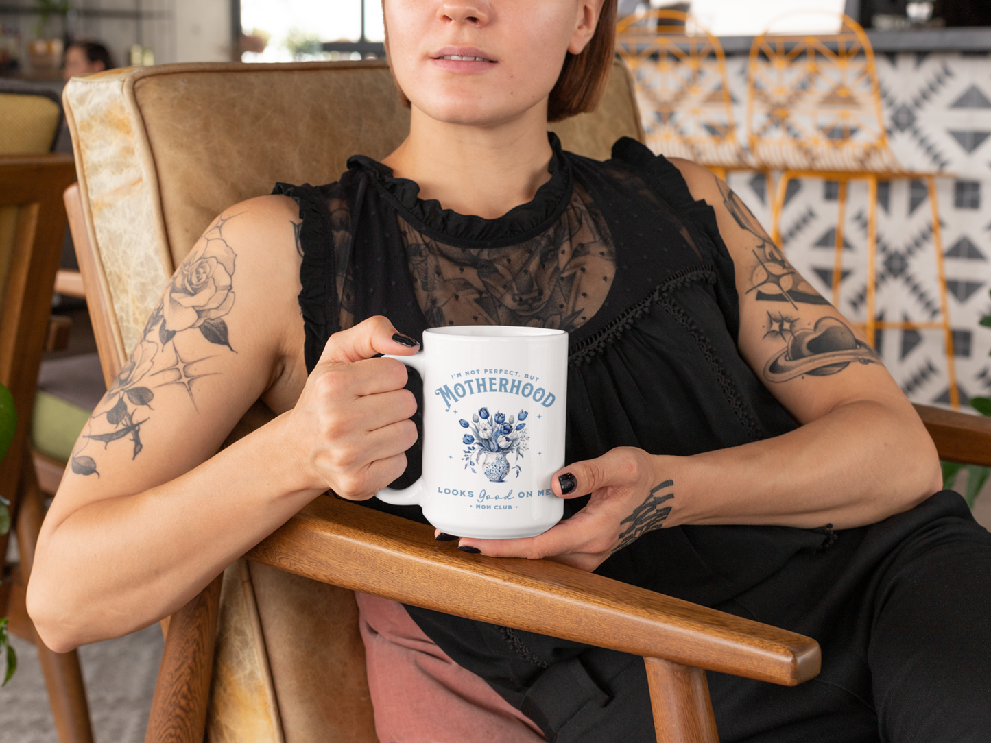 Mama Chinoiserie coffee mug, Mother's day mug, Gift for mom on Mother's Day.  15 oz Ceramic Coffee Mug – Blue & White Floral with Inspirational Quote. Sip your favorite coffee or tea in style with this elegant 15 oz ceramic mug, featuring a stunning Chinoiserie-inspired blue and white floral design. Perfect for adding a touch of timeless charm to your morning routine, this beautifully crafted mug also includes an uplifting inspirational quote, making it a thoughtful and meaningful gift.