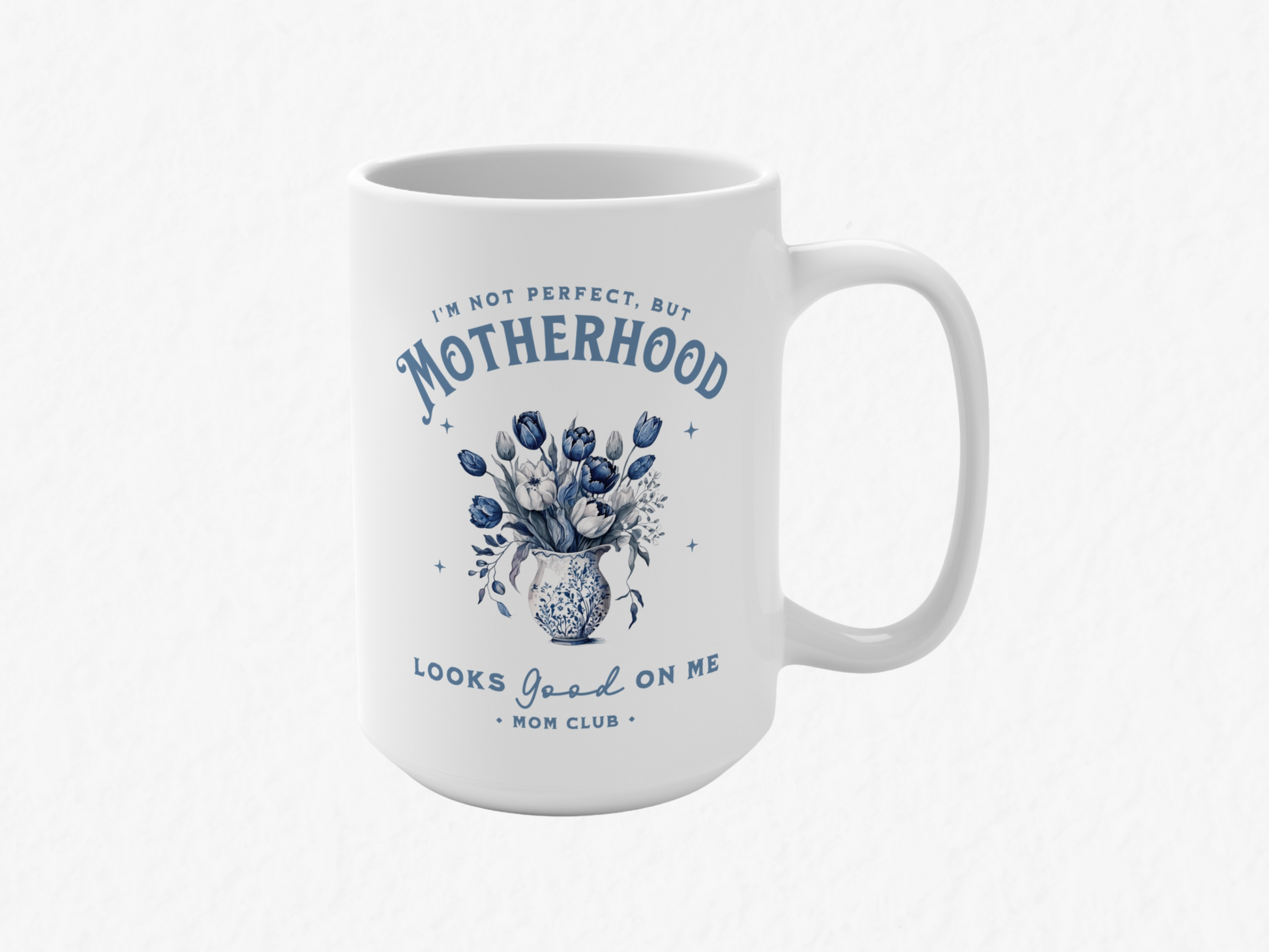 Toile de jouy mug, toile mug, toile coffee mug, toile coffee cup, Mother's day mug, Mom mug, mom club mug, Chinoiserie cup, chinoiserie mug, inspirational coffee mug, mama mug, gift for moms, gift for new moms, gift for boy moms, boy mom mug, boy mom coffee cup. ceramic mug, featuring a stunning Chinoiserie-inspired blue and white floral design. 