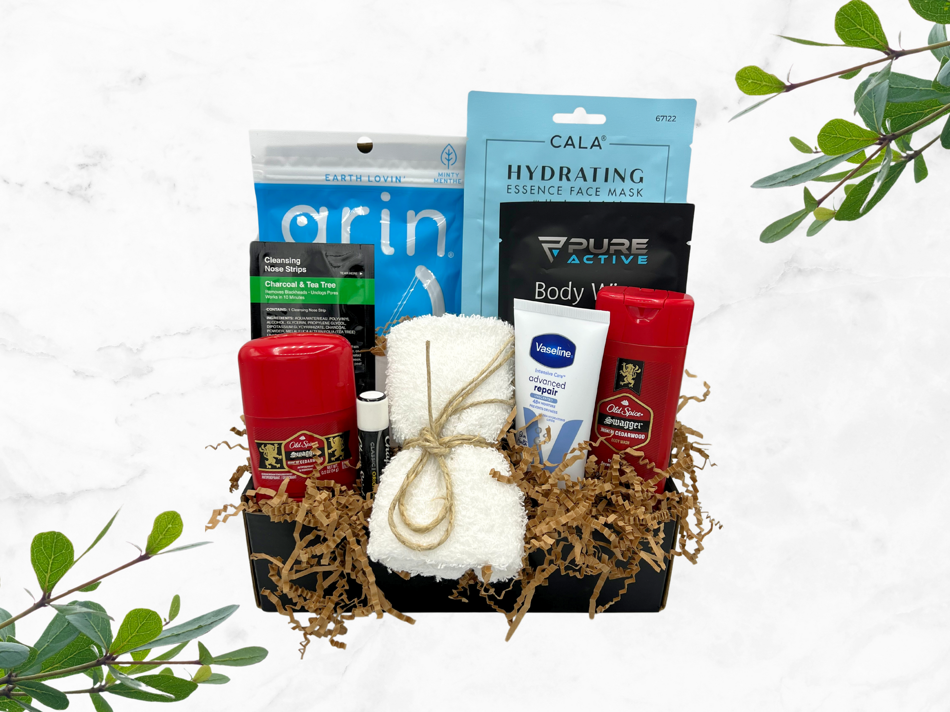 Men's Self Care Gift Box College Care Package for Him Runners Gift, mens gift box, old spice swagger body wask, old spice swagger bar soap, old spice swagger body wash, military care package, old spice bar soap