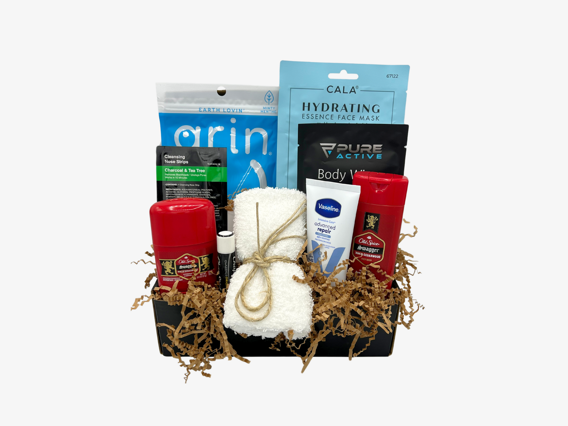 Men's Self Care Kit, mens self care gift box, gift box for him, gift box for dad, self care kit for men, mens gift box, old spice swagger body wask, old spice swagger bar soap, old spice swagger body wash, military care package, skin care for men
