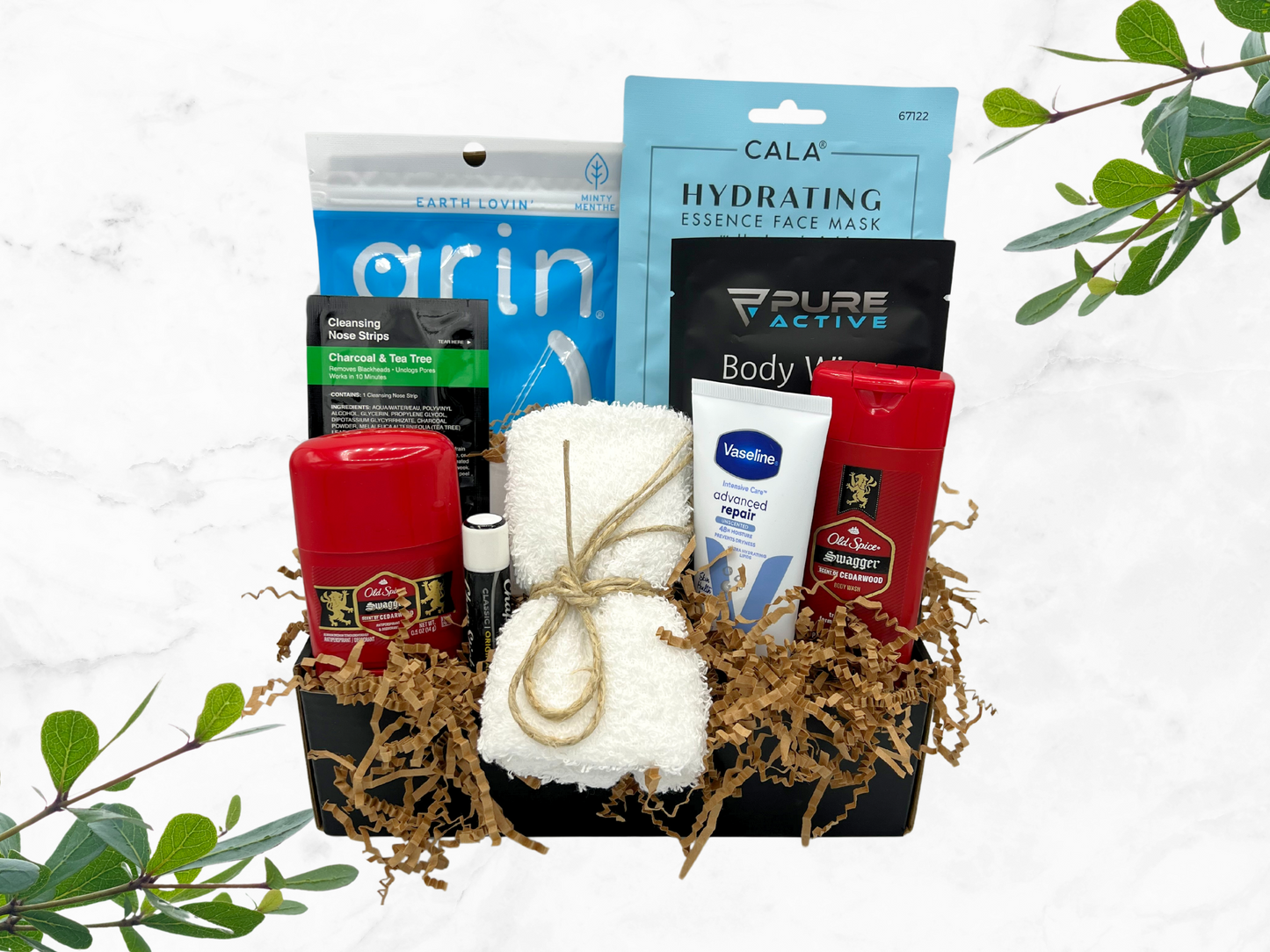military gift box for men, runners gift box, runners freshen up gift box, runners refresh gift box, mens gift box, old spice swagger body wask, old spice swagger bar soap, old spice swagger body wash, military care packageMens Self Care Gift Box