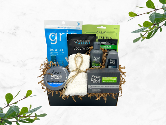 dove men gift basket, dove men gift set, dove men self care kit, dove mens self care gift box, gift box for men ,gift box for him, military self care gift box, military gift box, military care package, army care package, army grooming gift box, navy care package, marines care package, Men's Self Care Gift Box, marine care package